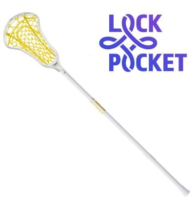 STX Crux Pro White Complete STick with Yellow Lock Pocket Front Logo