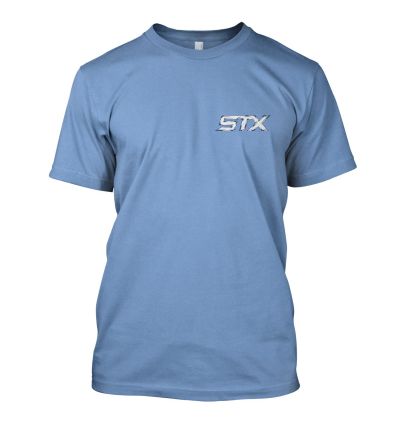 stx play huge logo t shirt carolina blue frront