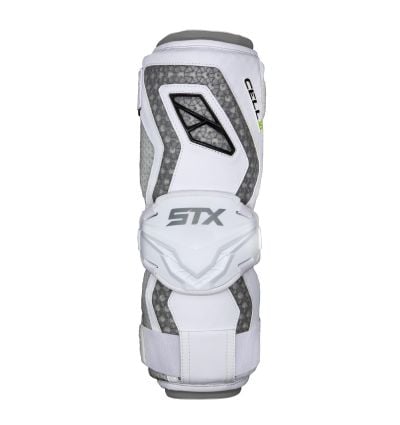 stx cell 6 lacrosse arm guards white front