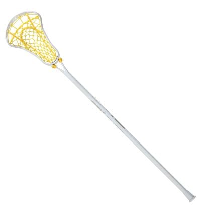 STX Fuse One Piece Women's Lacrosse Stick white stick yellow pocket front complete stick