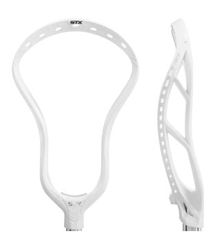 stx stallion 1k lacrosse head white unstrung front and side together