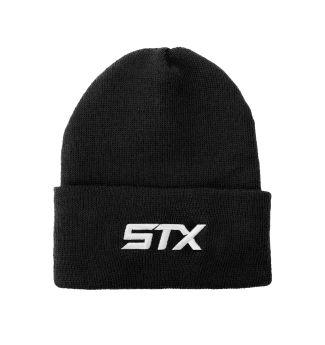 black knit hat with STX name mark