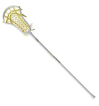 STX Aria Pro Complete womens lacrosse stick white head with yellow mesh and white handle front