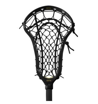 stx aria pro black head only strung with black lock pocket front