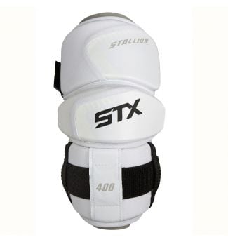 stallion 400 lacrosse arm pads white front