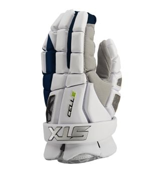 stx cell 6 lacrosse glove white/navy 