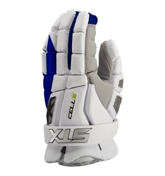 stx cell 6 lacrosse glove white/royal blue main