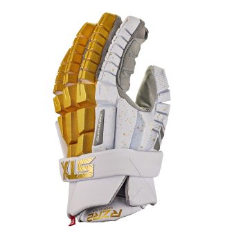 stx rzr 2 lacrosse glove gold angled