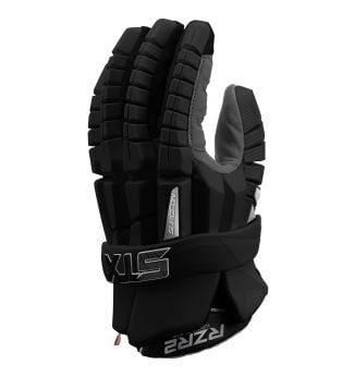 stx rzr 2 lacrosse glove black back angled