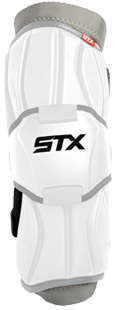 front shot of the white surgeon 700 stx mens ice hockey arm guard